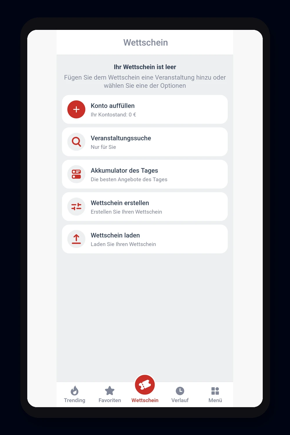 L'interfaccia del bookmaker Megapari su mobile